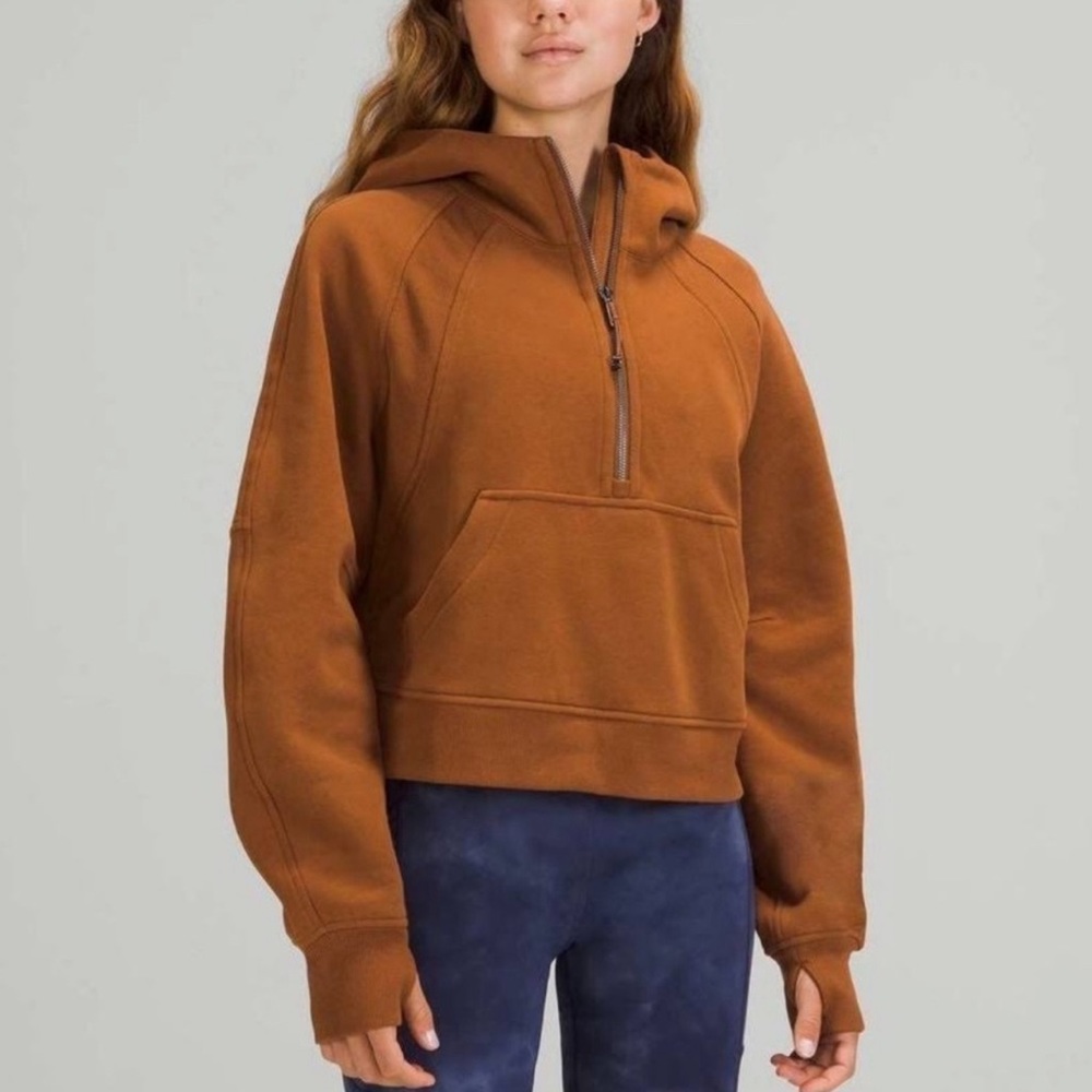 lululemon scuba oversized 1/2 hoodie copper brown
